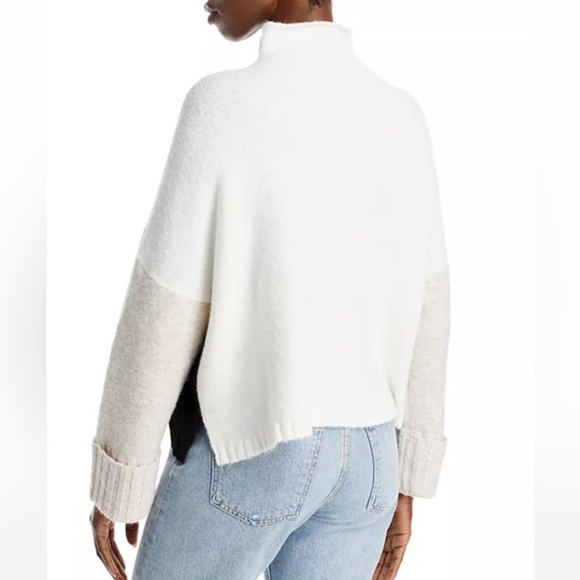 Aqua Colorblock Sweater Mock Neck Sweater Boxy Excellent Size M - Picture 3 of 9